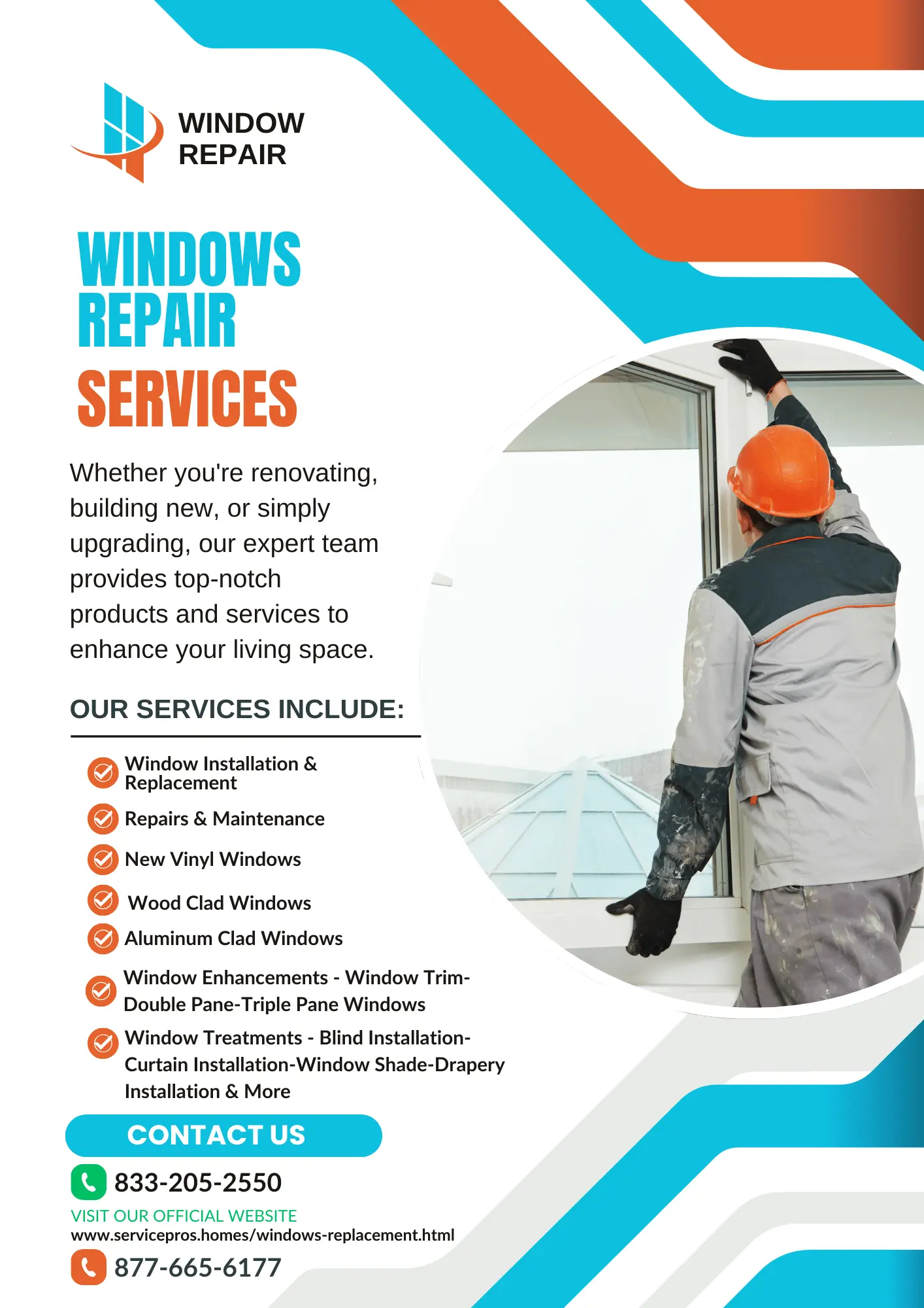 Window installer fitting energy-efficient double-pane windows in a home